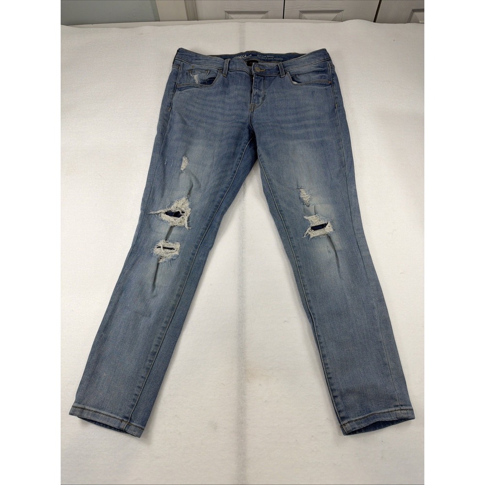Mossimo Supply Co. women's mid rise skinny jeans size 10/30 Distressed Light Blu